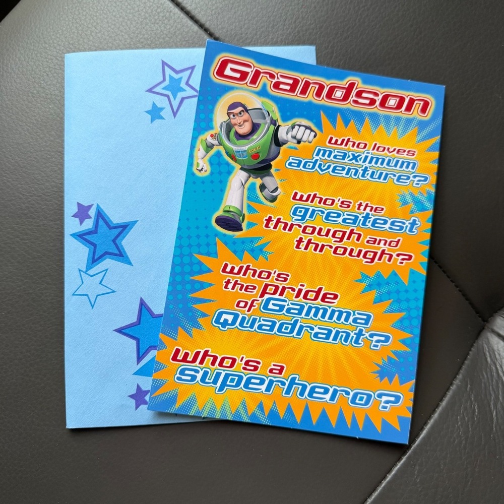 Toy Story Buzz Lightyear Disney Pixar 3D Card Happy Birthday Grandson Envelope